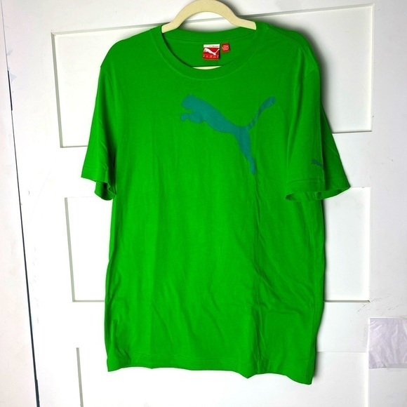 Puma Men’s Basic Cat Light Weight T-Shirt Short Sleeve Classic Green Size Medium - Picture 1 of 9